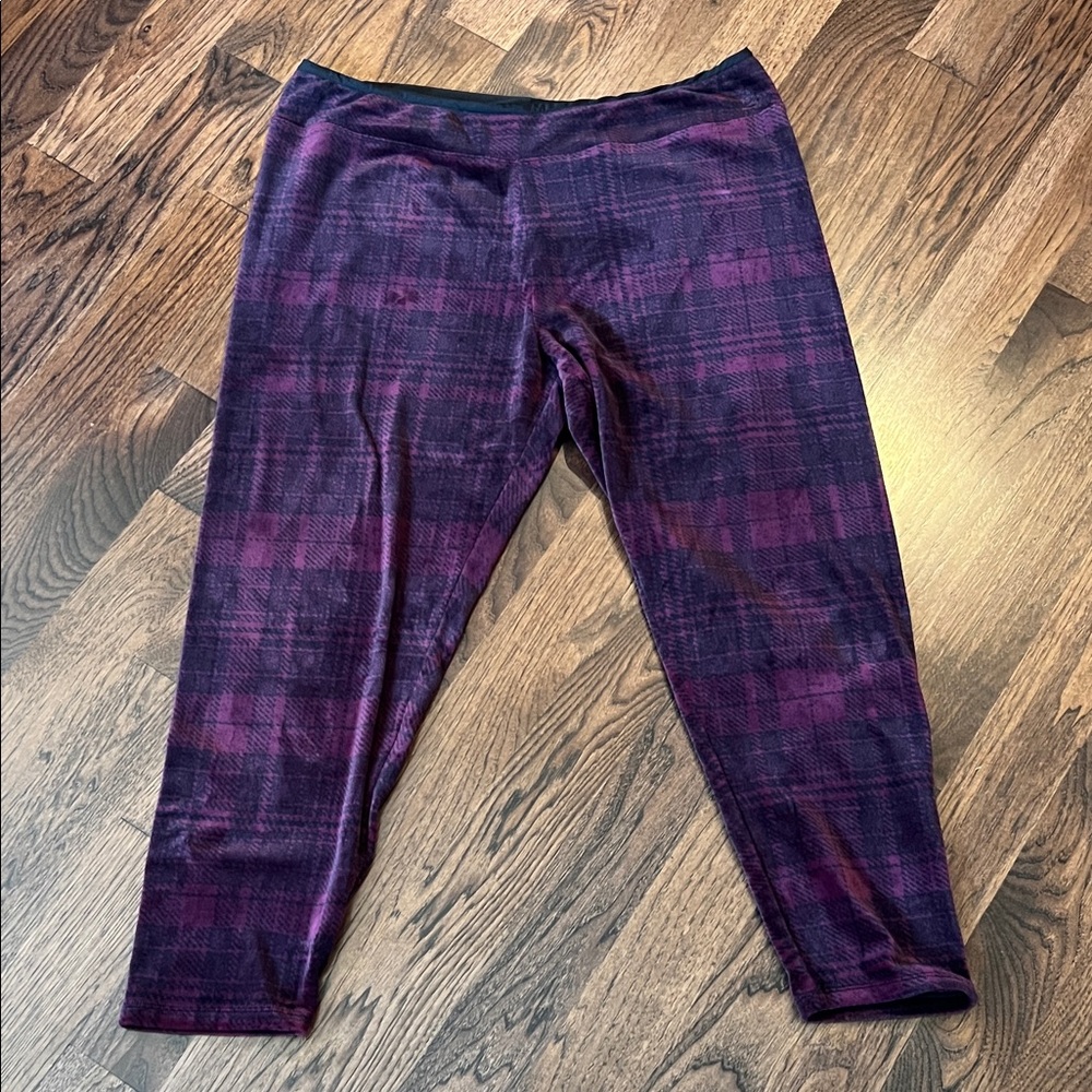 Cuddl Duds Purple and Black Plaid Soft Loungewear Pants